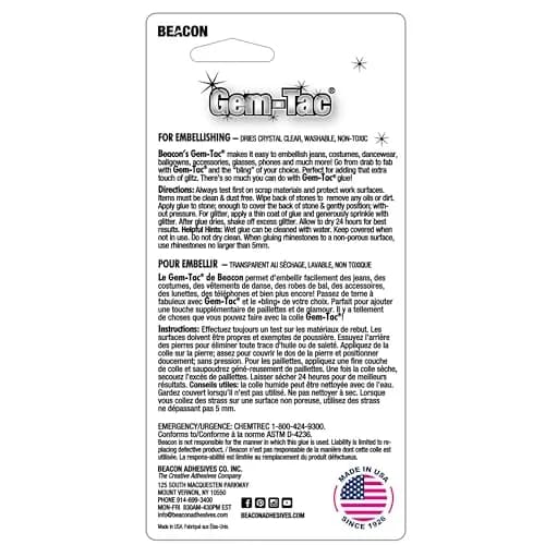 Beacon Gem-Tac Premium Quality Adhesive for Rhinestones and Gems 60ml (2 Fl Oz) | Non-Toxic, Water-Based, Flexible thumbnail 4