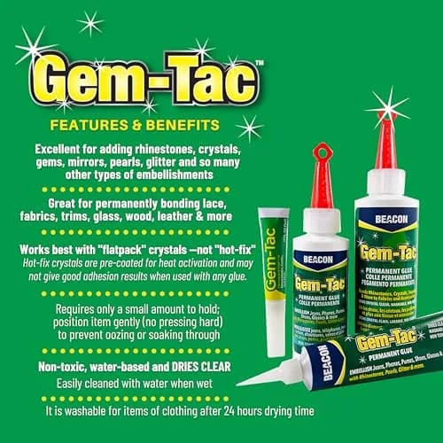 Beacon Gem-Tac Premium Quality Adhesive for Rhinestones and Gems 60ml (2 Fl Oz) | Non-Toxic, Water-Based, Flexible thumbnail 7