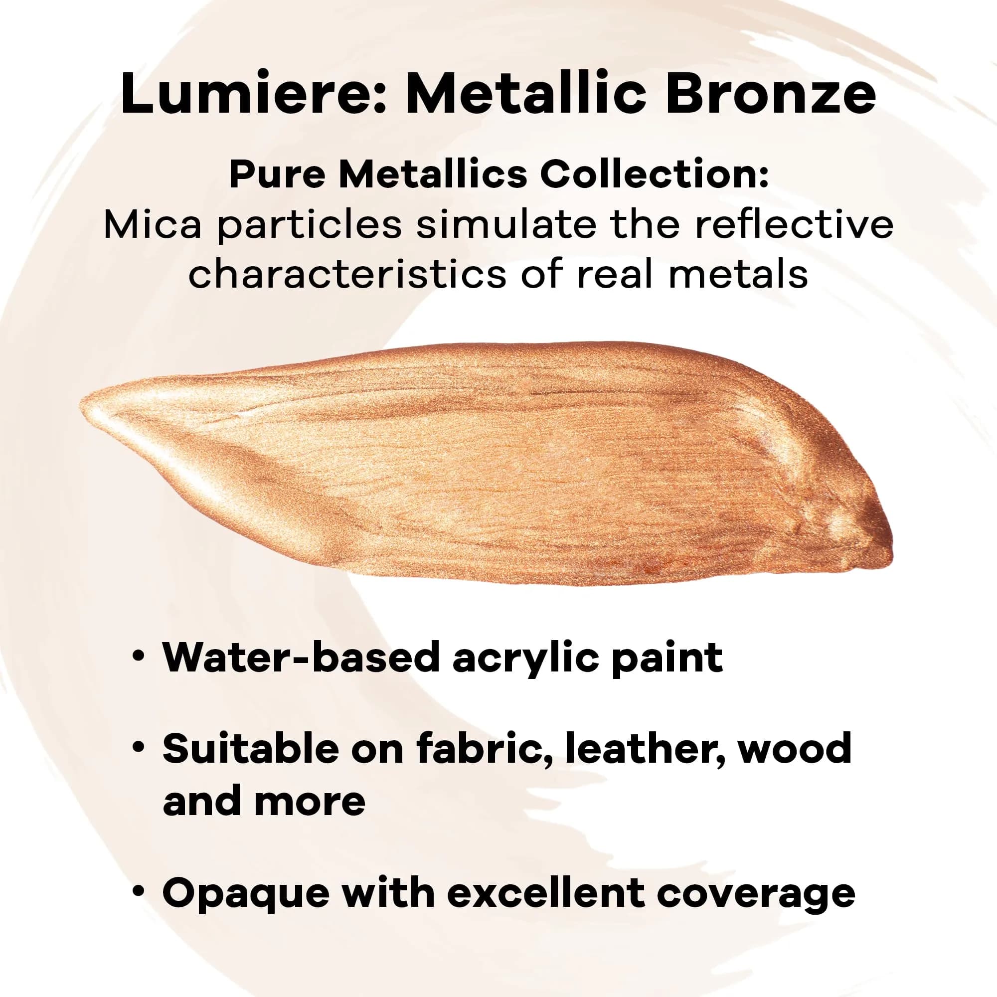 Jacquard Lumiere Metallic Fabric Paint, Metallic Bronze, 66ml (2.25 Fl Oz) | Opaque Acrylic for Fabric, Leather, Wood, Canvas - view 2