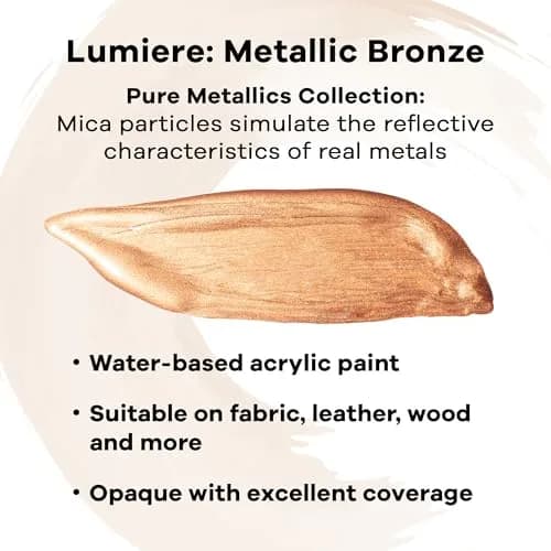 Jacquard Lumiere Metallic Fabric Paint, Metallic Bronze, 66ml (2.25 Fl Oz) | Opaque Acrylic for Fabric, Leather, Wood, Canvas thumbnail 2