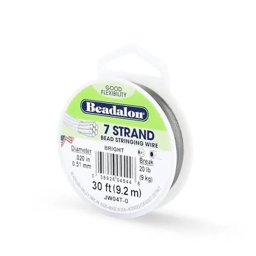 Beadalon 7-Strand Stainless Steel Beading Wire .020 in (0.51 mm) 30 ft | Authentic USA Import for Jewelry Making thumbnail 1