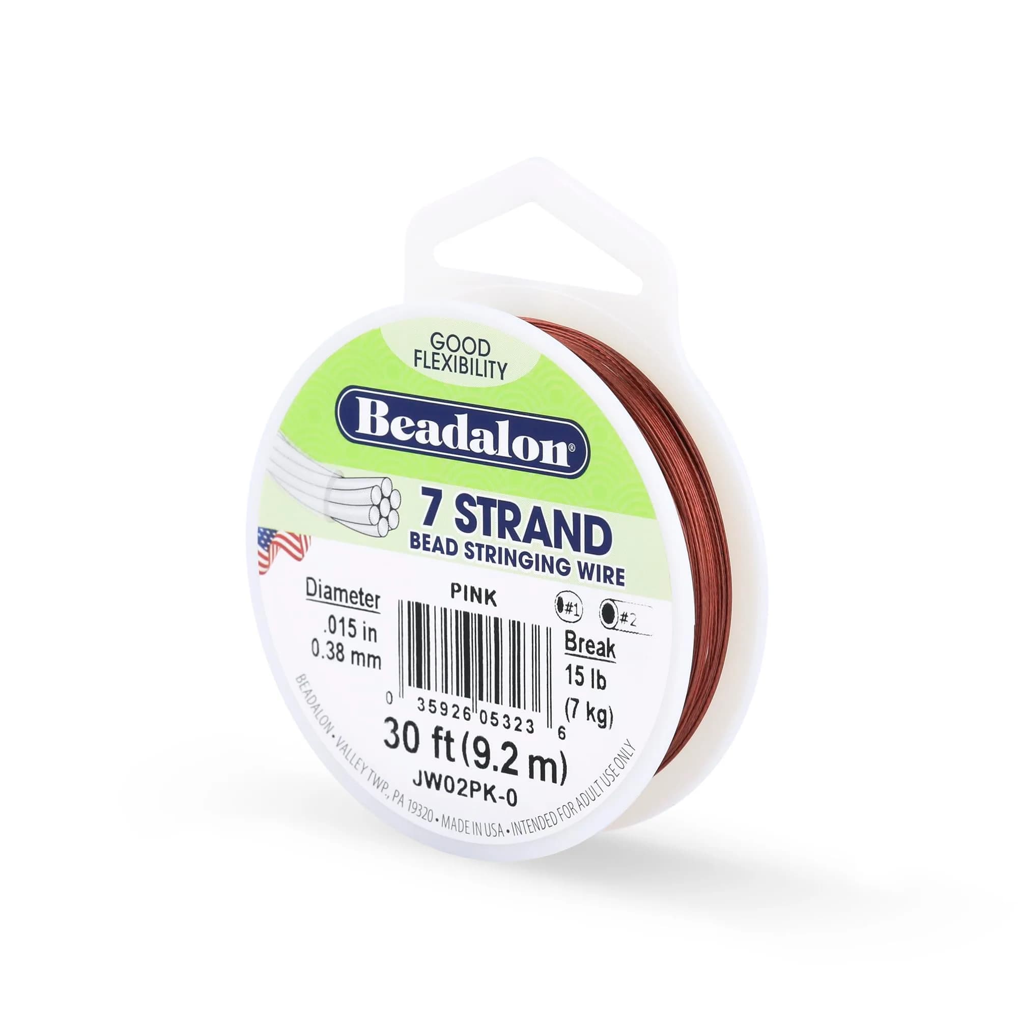 Beadalon 7-Strand Stainless Steel Beading Wire, 0.38 mm - Pink | Durable & Flexible - main product image