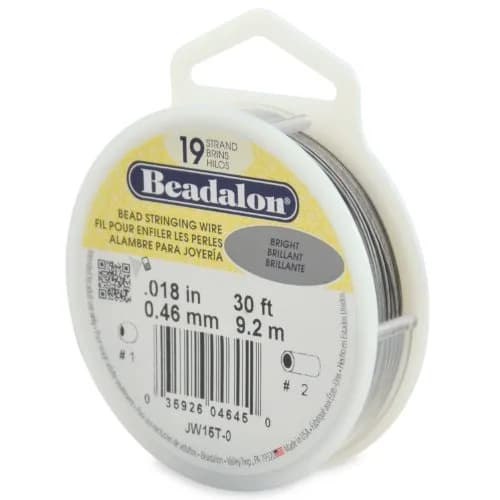 Beadalon Bead Stringing Wire - .018 in / 0.46 mm, Bright, 30ft / 9.2m | Strong nylon-coated jewelry wire thumbnail 1