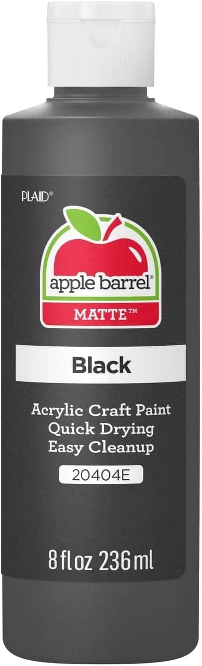 Apple Barrel Acrylic Paint Black 222ml (8 Fl Oz) | Non-Toxic, Matte Finish Craft Paint - main product image