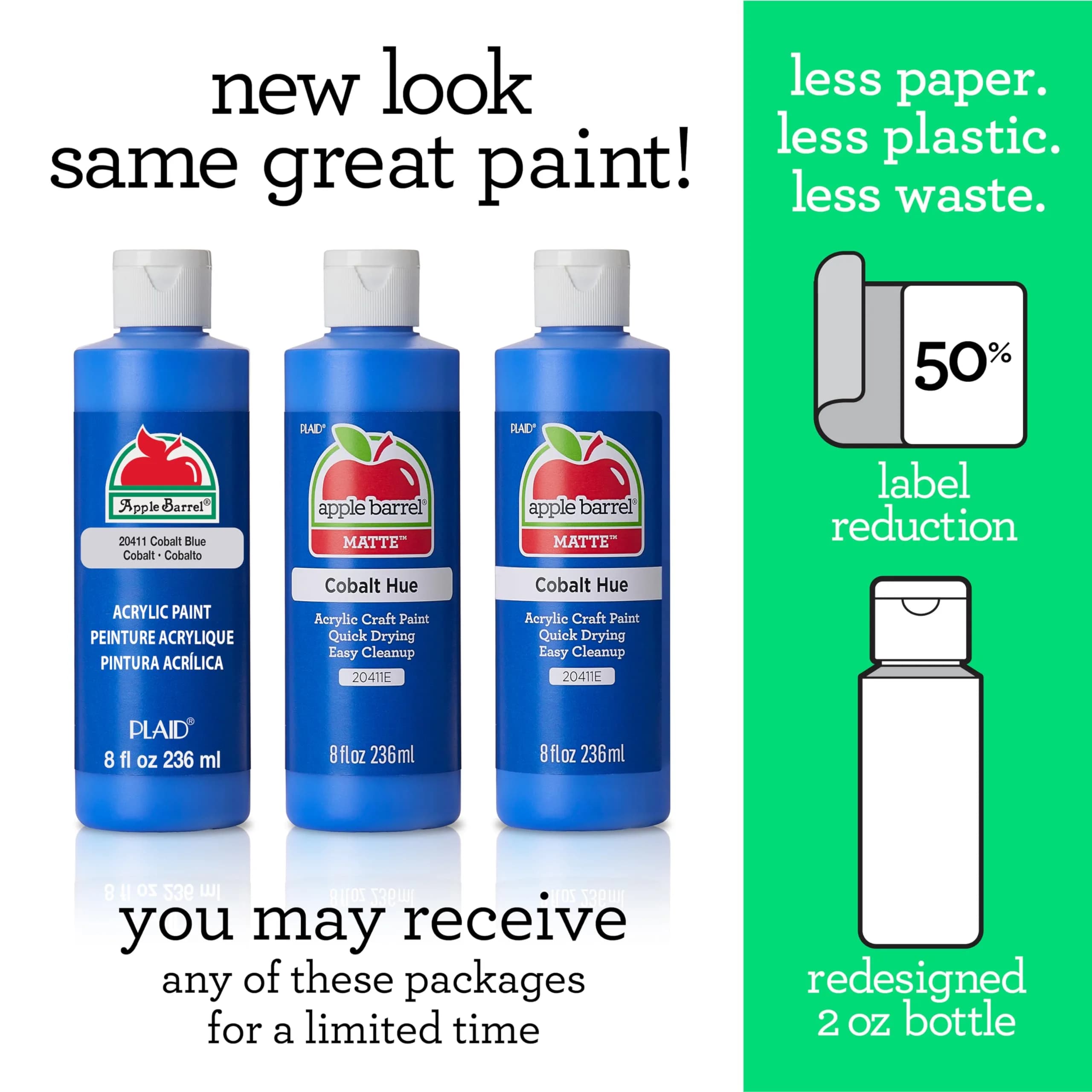 Apple Barrel Acrylic Paint Black 222ml (8 Fl Oz) | Non-Toxic, Matte Finish Craft Paint - view 2