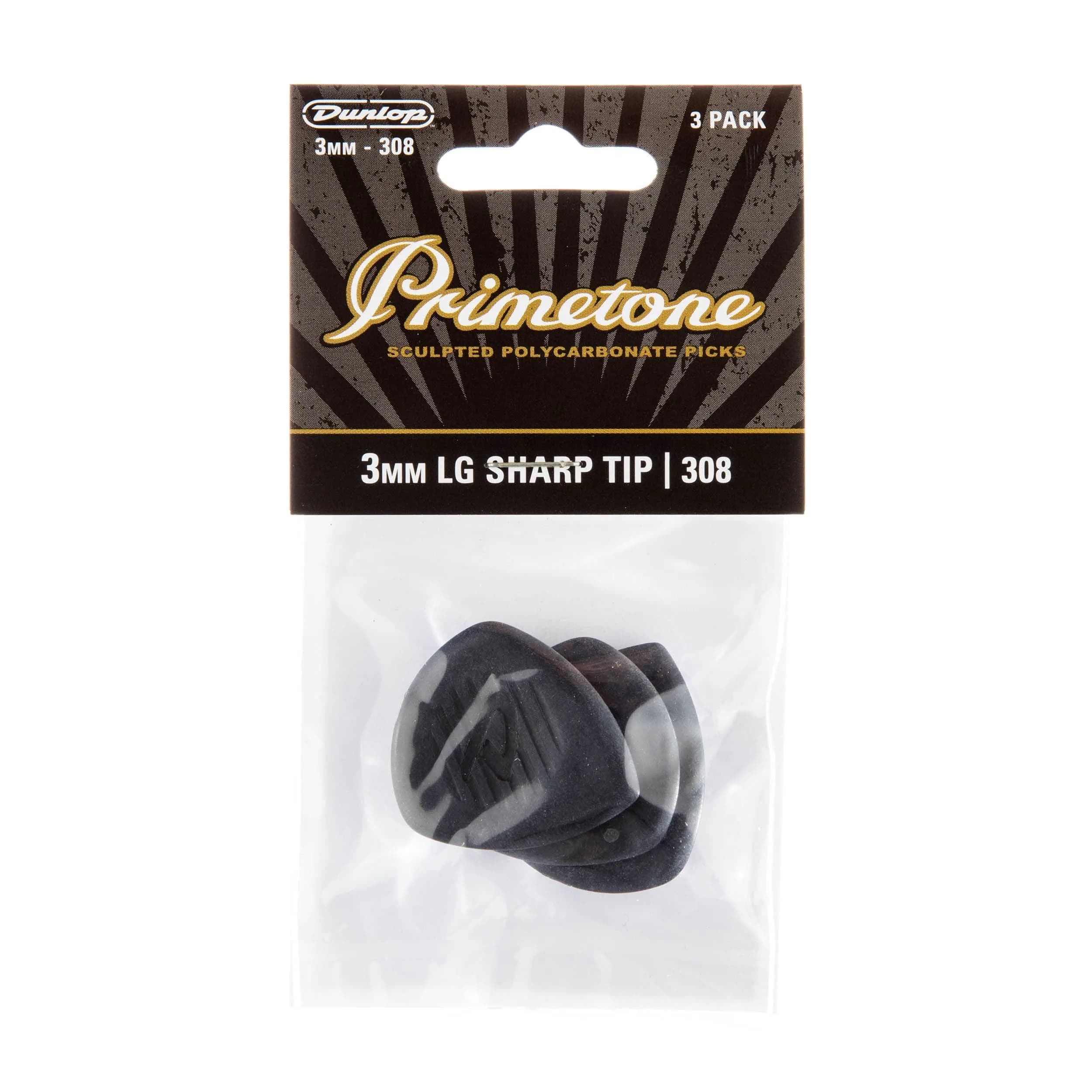 Jim Dunlop Primetone Classic Large Sharp Tip Pick 3.0mm (0.12 in) - 3 Pack | Precision Picking for Jazz & Shred - view 4