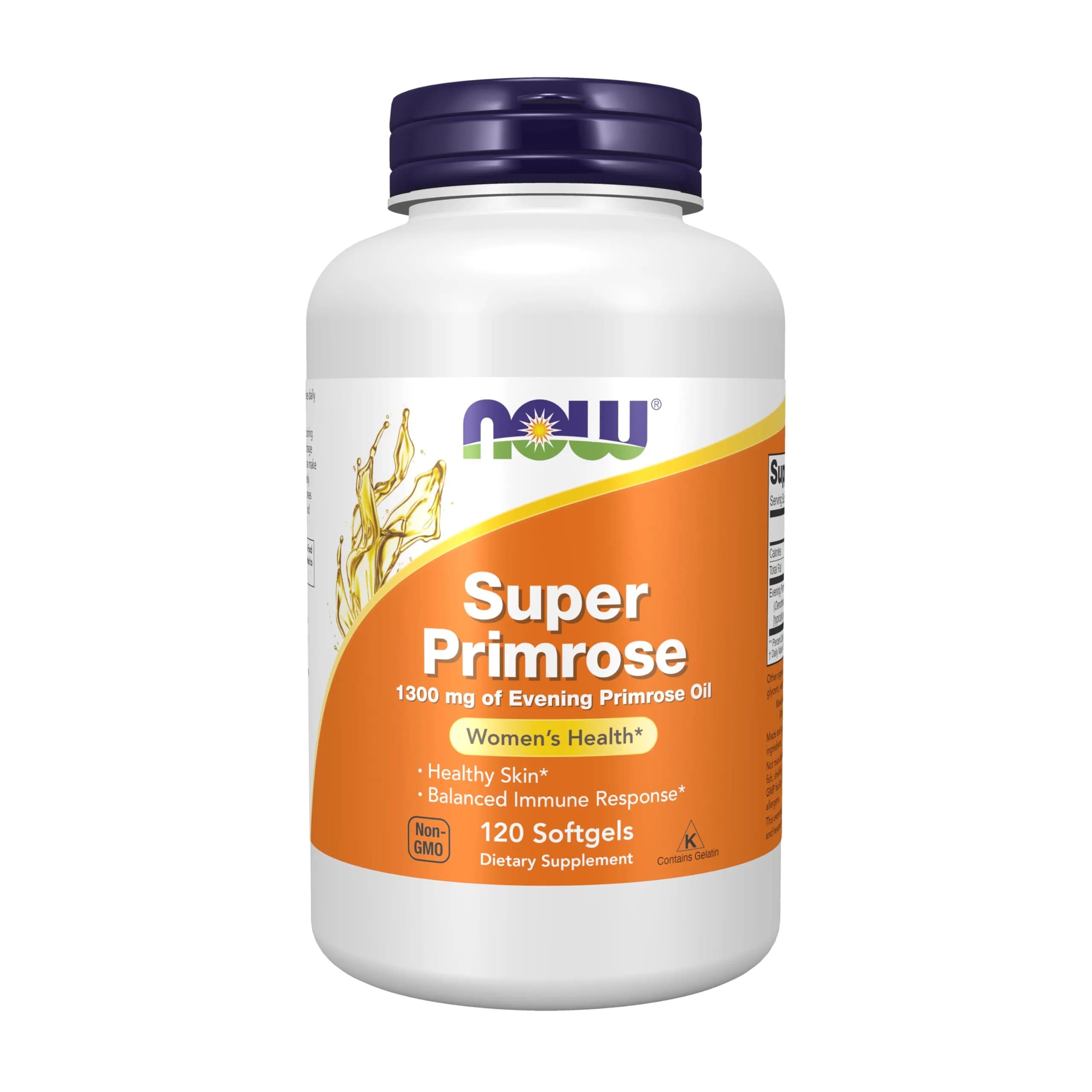 NOW Foods Super Primrose 1300 mg Softgels (120 Count) | GLA for Women's Health & Skin Barrier Support - main product image