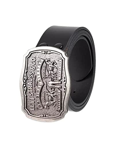 Levi's Men's Leather Belt With Removable Plaque Buckle, Black, 1.5 inches (3.81 cm) | Classic Casual Wear thumbnail 1