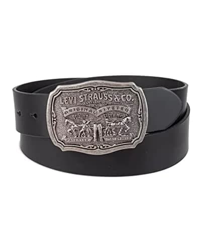 Levi's Men's Leather Belt With Removable Plaque Buckle, Black, 1.5 inches (3.81 cm) | Classic Casual Wear thumbnail 2