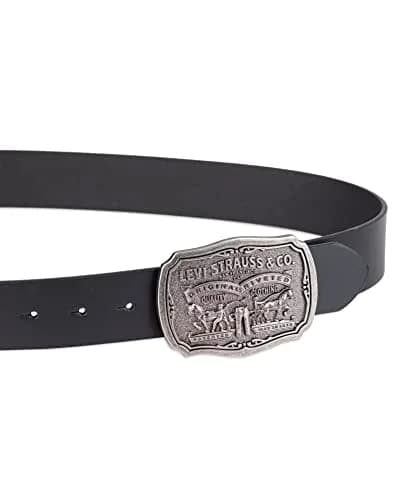 Levi's Men's Leather Belt With Removable Plaque Buckle, Black, 1.5 inches (3.81 cm) | Classic Casual Wear thumbnail 3