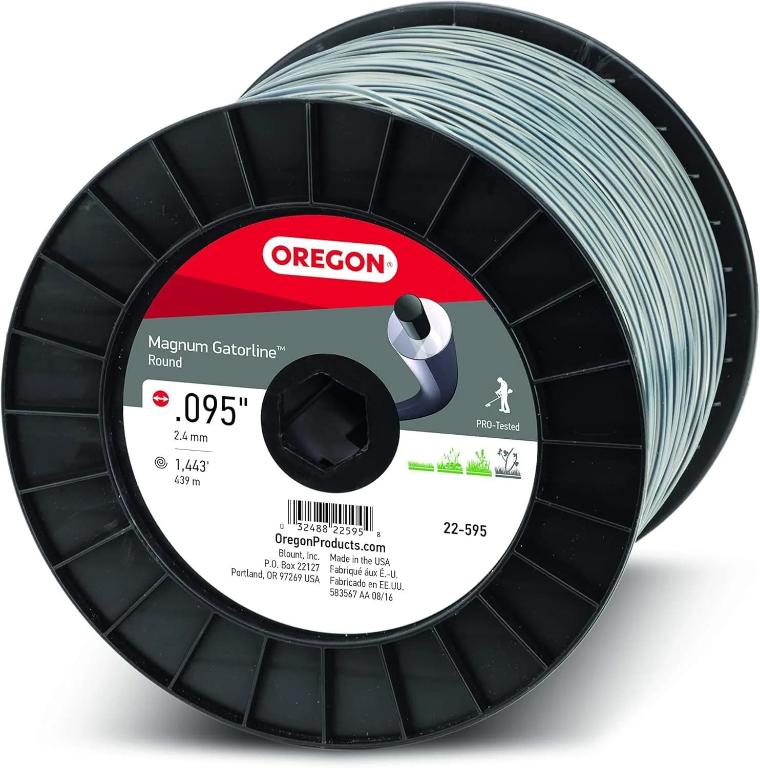 Oregon Magnum Gatorline Round Trimmer Line 2.4 mm (0.095-Inch) x 44 m (144-Foot) | High Cutting Efficiency — 1443-Foot