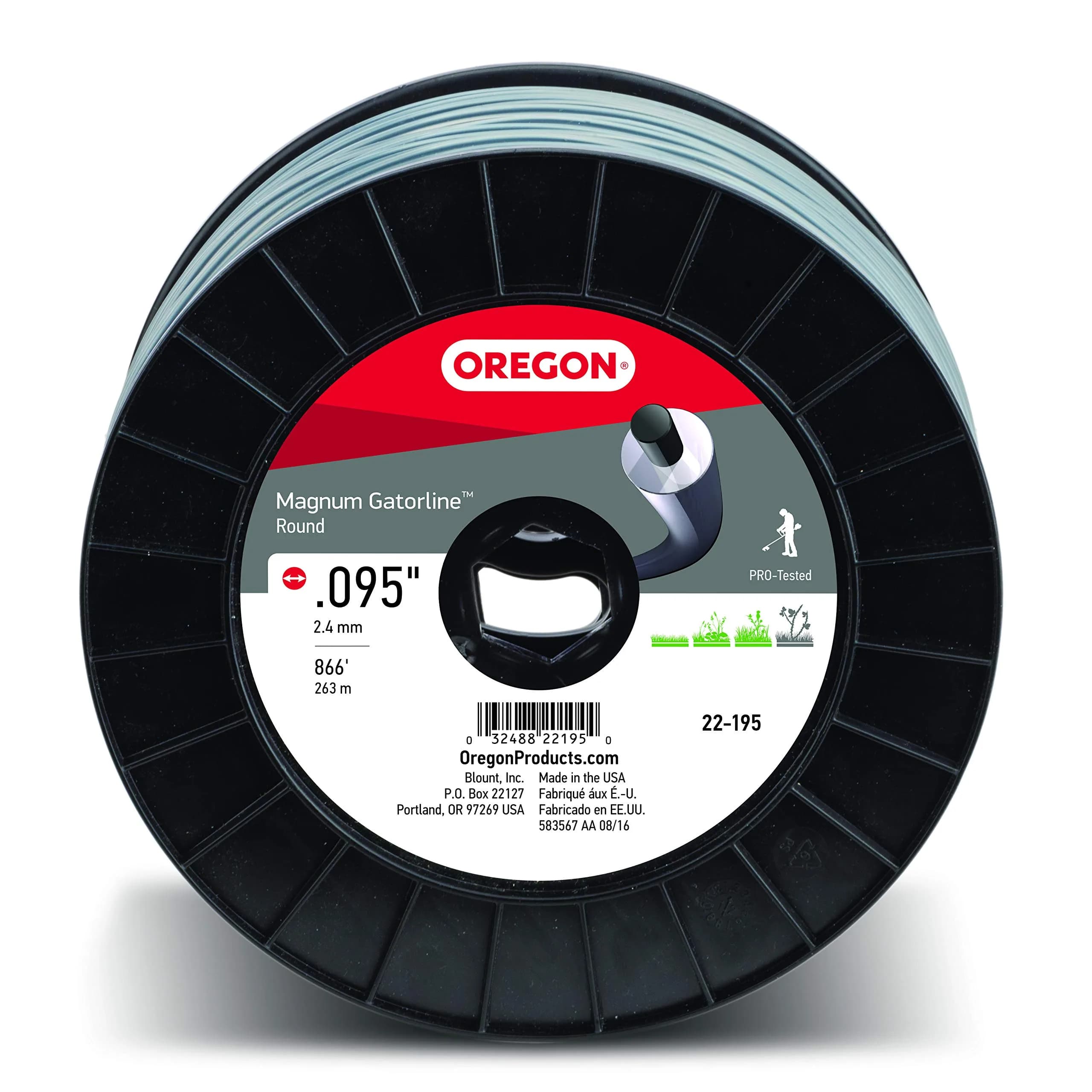 Oregon Magnum Gatorline 095 Trimmer Line Heavy Duty, 2.4 mm (0.095") x 264 m (866-Foot) | Professional Round Weed Wacker String for Gas and Electric Grass Trimmer - main product image