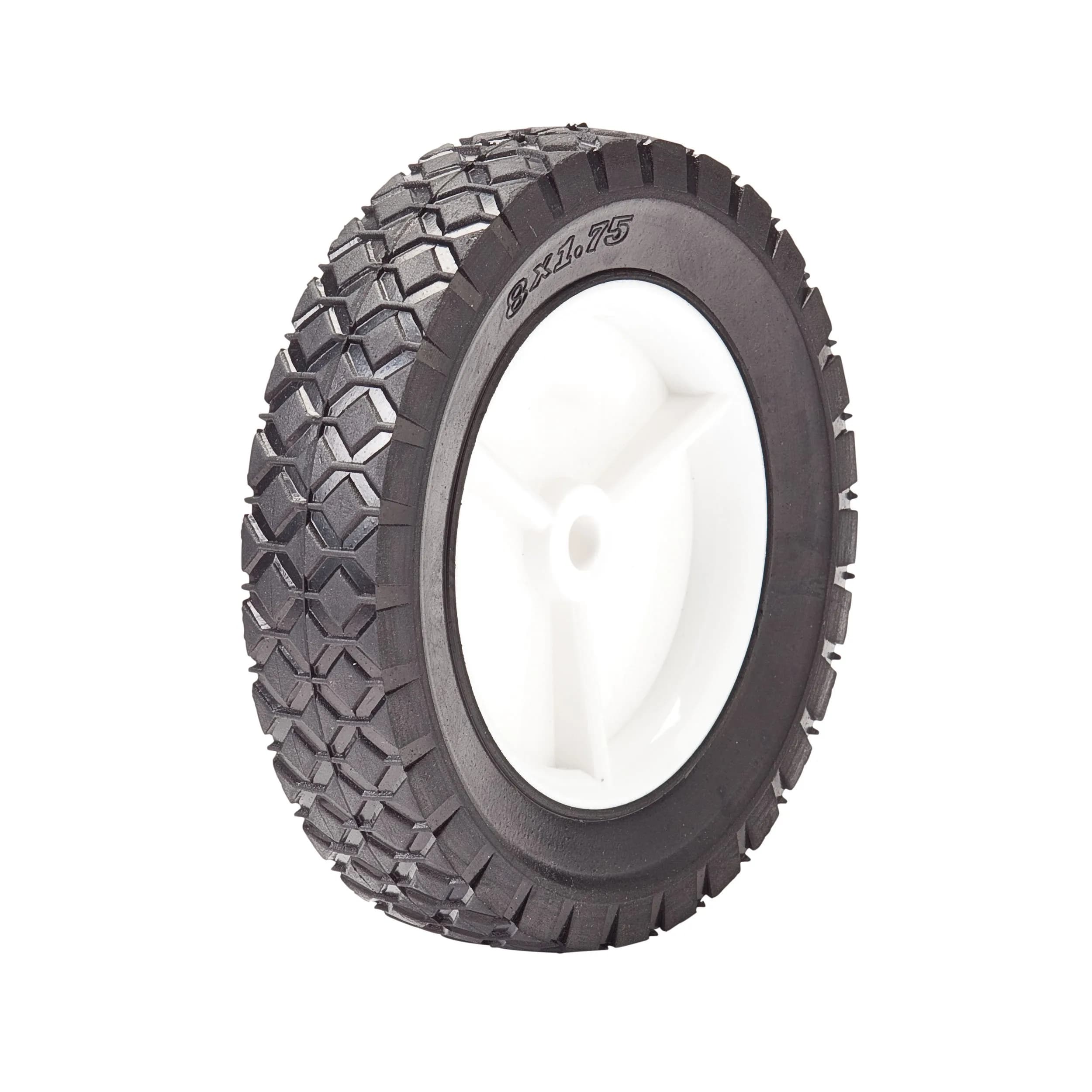 Oregon 72-108 Lawn Mower Wheel 8 x 175 mm | Diamond Tread Plastic Hub — Black/White