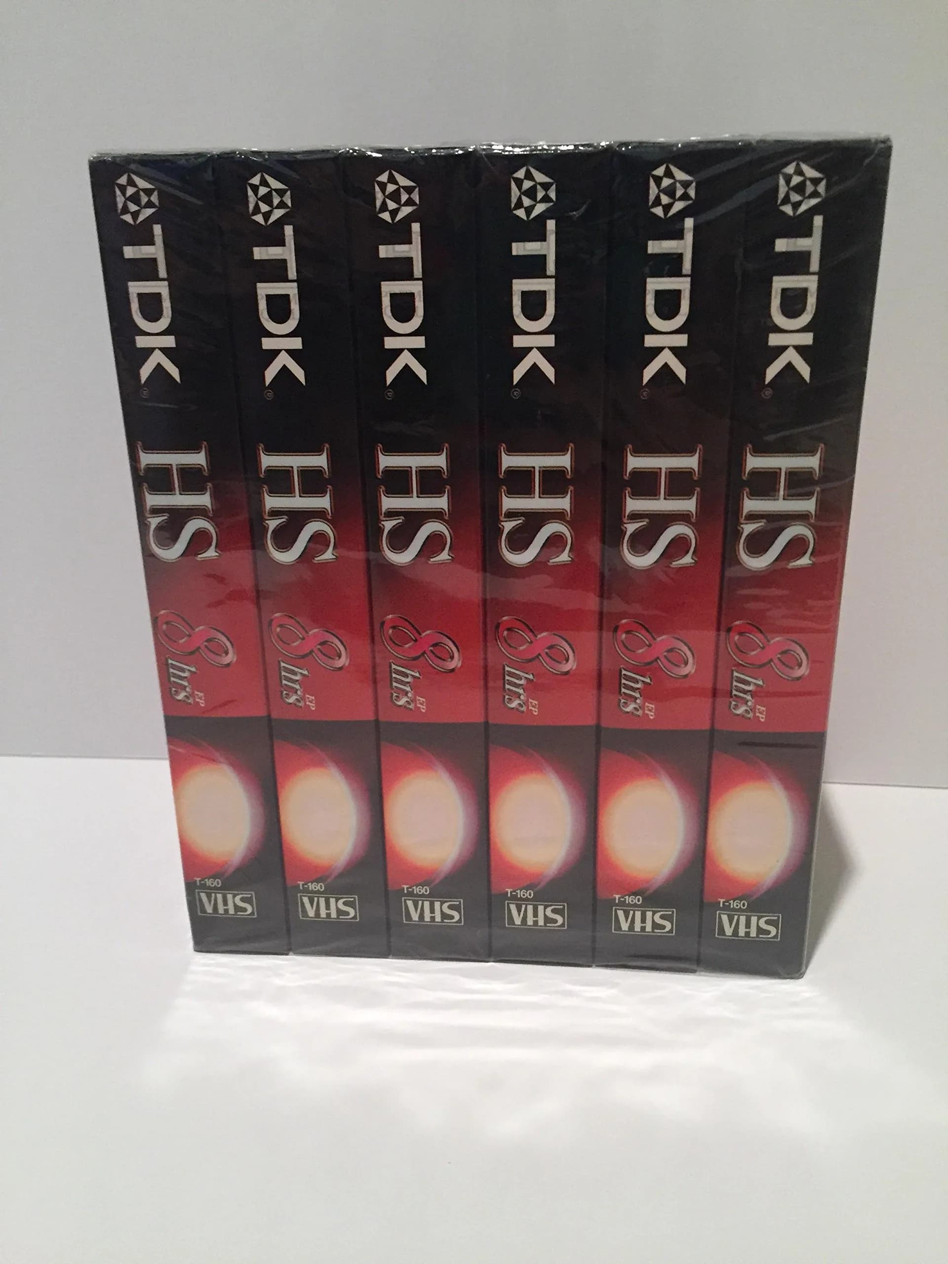 TDK Premium Quality VHS Tapes, 8-hour (6-pack) | High-Quality Video Recording for India — black