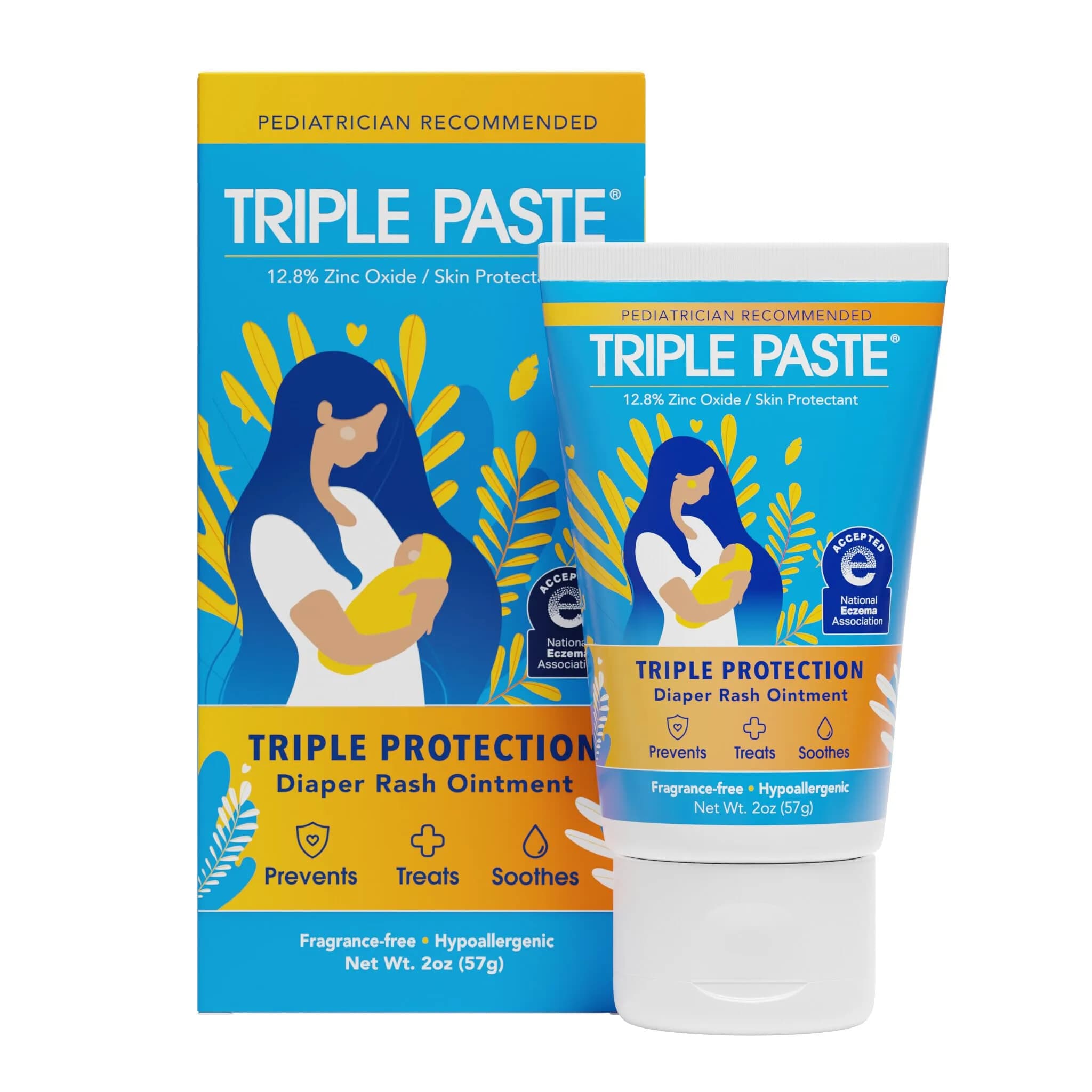 Triple Paste Diaper Rash Cream with Zinc Oxide 2 oz (56.7 g) | Pediatrician-Recommended Skin Protectant - main product image