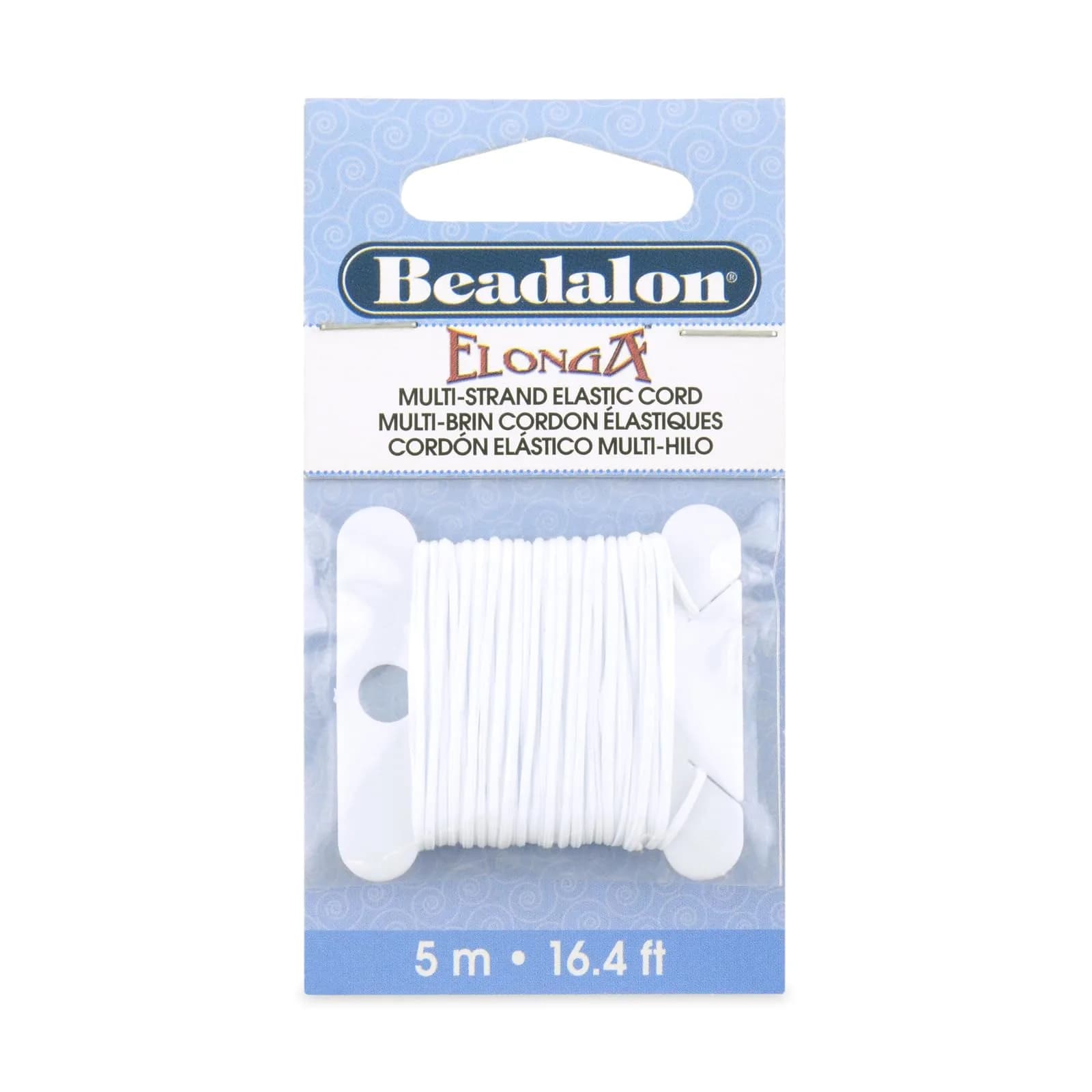 Beadalon Elonga Elastic String White 1mm 5m | Strong Stretch Cord for Bracelets - main product image