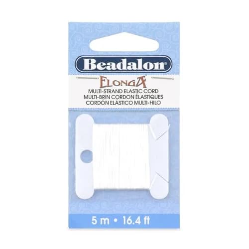 Beadalon Elonga Elastic String Cord White 0.3 mm (5m / 53.8ft) | Strong Stretch for Jewelry Making thumbnail 1