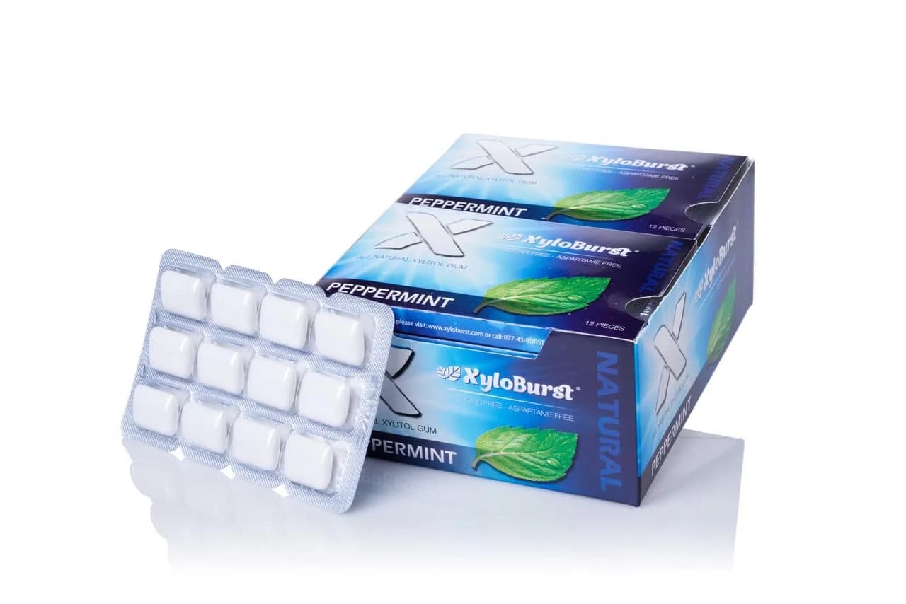 Xyloburst Spearmint Chewing Gum | Sugar Free, Gluten Free, Keto Friendly | 12 Pieces — Peppermint