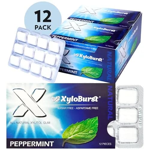 Xyloburst Xylitol Chewing Gum | Sugar Free, Gluten Free, Keto Friendly | Peppermint | 12 Pieces, Pack of 12 thumbnail 3