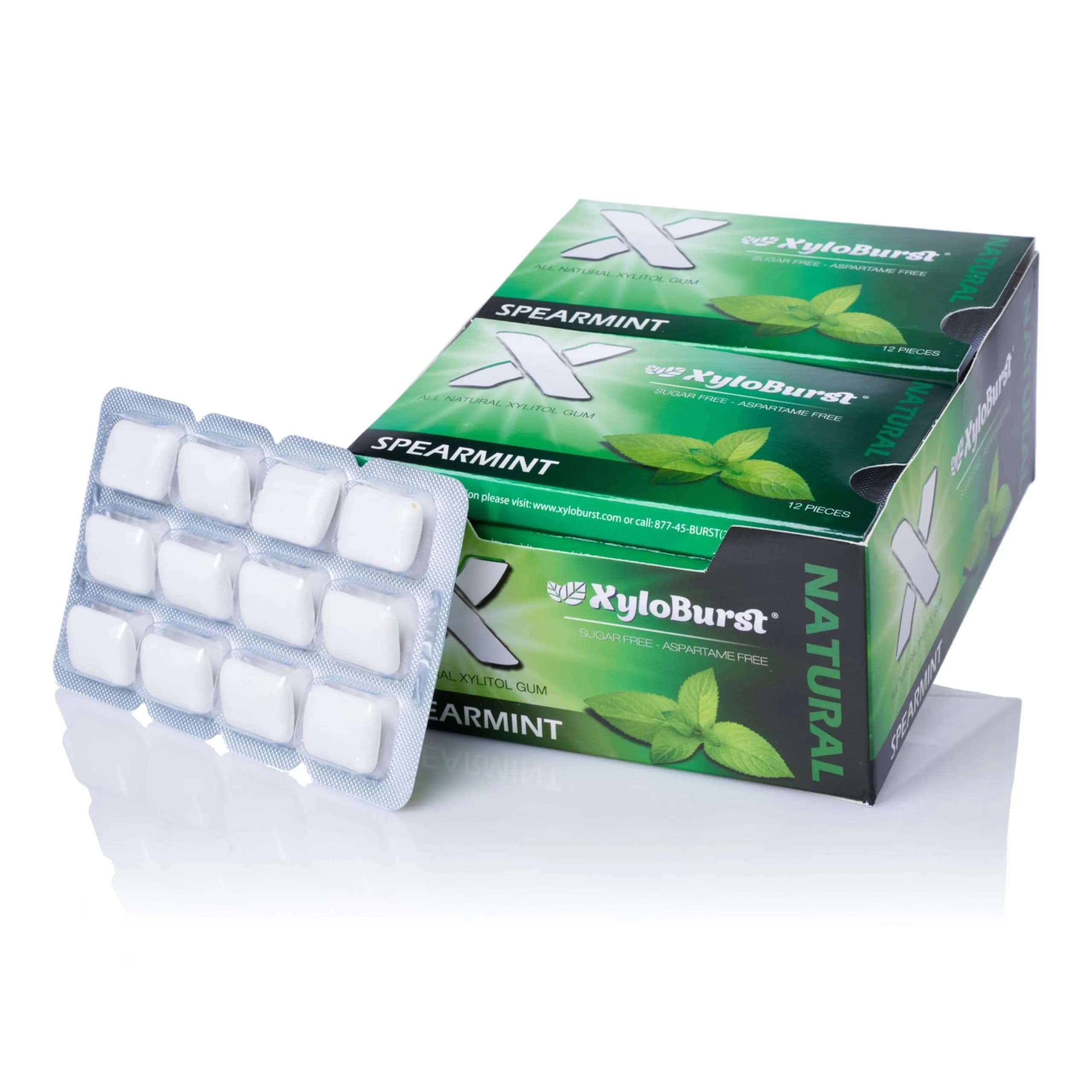 Xyloburst Spearmint Chewing Gum | Sugar Free, Gluten Free, Keto Friendly | 12 Pieces
