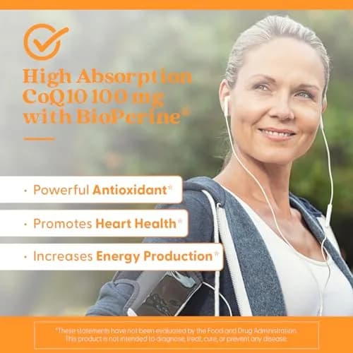Doctor's BEST High Absorption CoQ10 with BioPerine Supplement - Coenzyme Q10 Caps for Heart Health & Antioxidant Support, CoQ10 100mg for Women & Men, Non GMO, Naturally Fermented - 120 Veg Capsules thumbnail 6