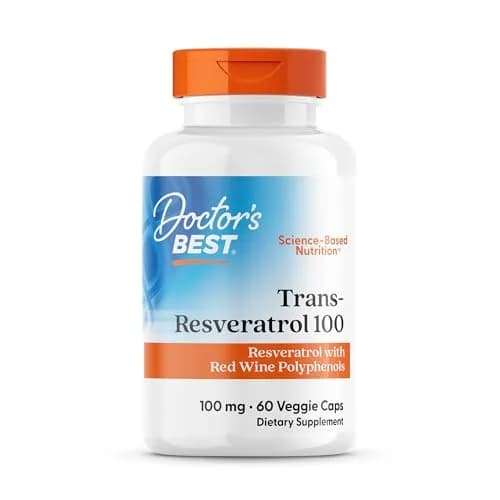 Doctor's Best Trans Resveratrol 100 mg Supplement 60 Veg Caps | Antioxidant Support from Red Wine & Japanese Knotweed thumbnail 1