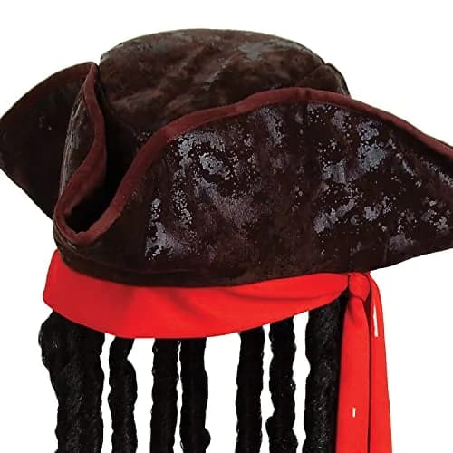 Beistle Caribbean Pirate Hat with Dreadlocks & Red Bandana | Adult Size thumbnail 4