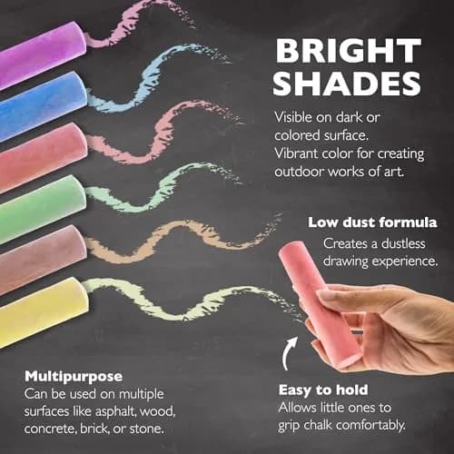 BAZIC Jumbo Color Chalks (15/Bucket) | Vibrant, Soft & Non-Toxic Classroom Chalk thumbnail 4