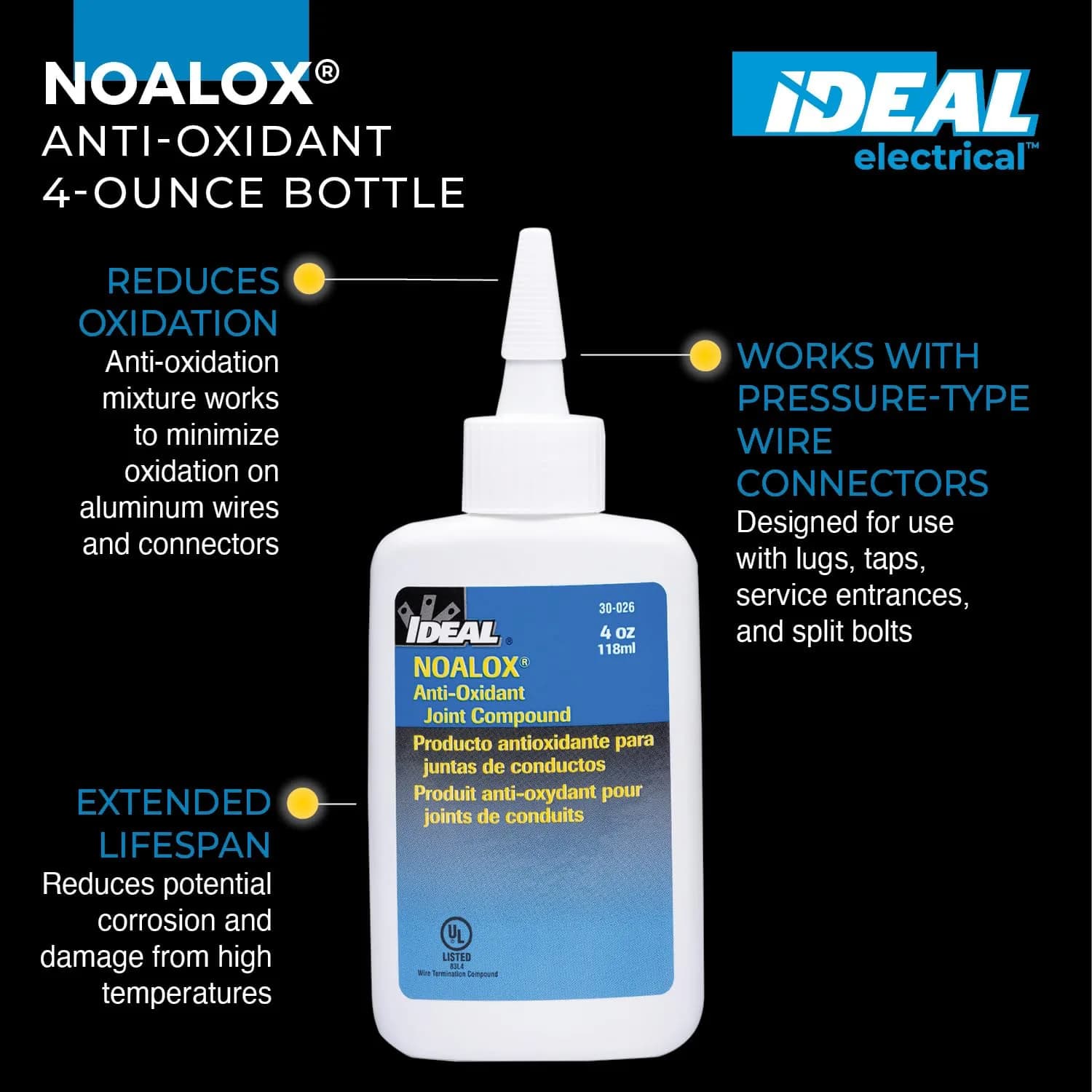 Ideal Electrical Noalox Anti-Oxidant Compound 118ml (4 oz.) | Enhances Conductivity for Aluminum Connections - view 2