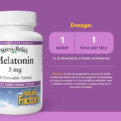 Natural Factors Melatonin 3 mg Chewable Tablets | Sleep Support for Adults, 90 Count thumbnail 3