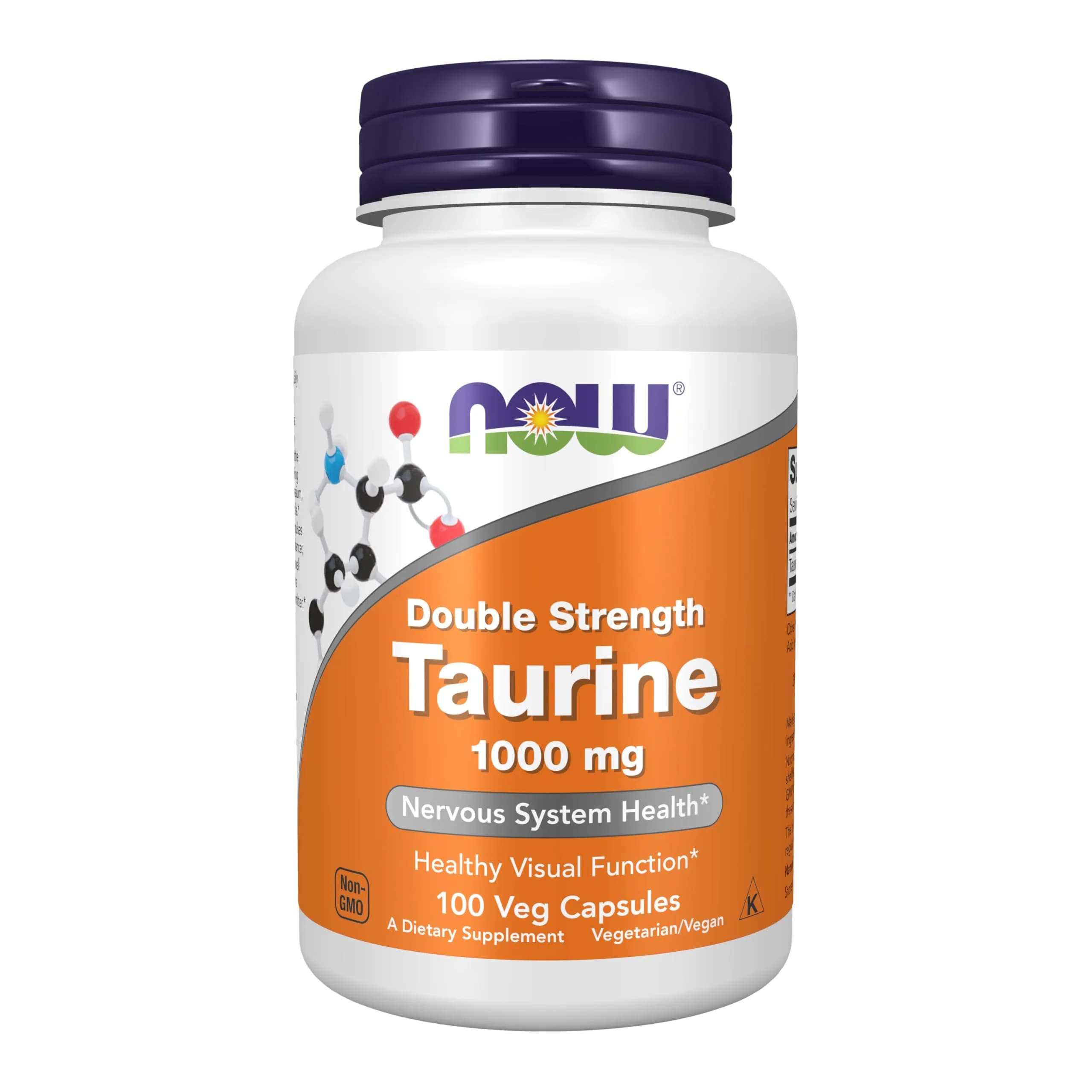 NOW Foods Taurine 1,000 mg Double Strength Veg Capsules | Nervous System & Visual Health Support - main product image
