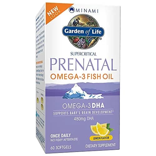 Garden of Life Prenatal DHA Omega 3 Fish Oil Supplement Lemon 60 Softgels | Supports Baby's Brain Development thumbnail 1