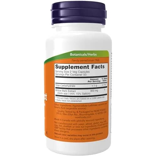 NOW White Willow Bark 400 mg Veggie Capsules | Standardized Extract with 15% Salicin thumbnail 2