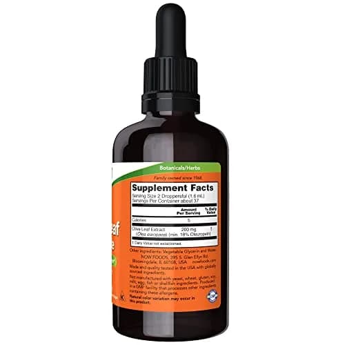 NOW Olive Leaf Glycerite Liquid 2 oz | Alcohol-Free, Vegan, Non-GMO, Made without Gluten thumbnail 2