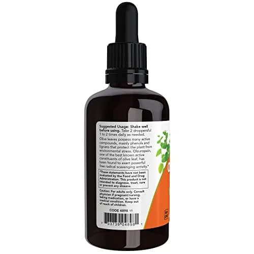 NOW Olive Leaf Glycerite Liquid 2 oz | Alcohol-Free, Vegan, Non-GMO, Made without Gluten thumbnail 3
