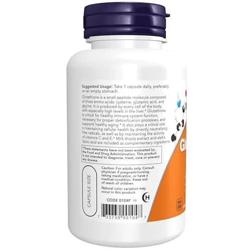 NOW Glutathione 500 mg Veg Caps 60 Count | Detoxification Support with Milk Thistle & ALA thumbnail 3