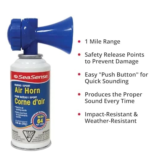 SeaSense Air Horn – Large Size (3.5 oz), 118 dB – Loud 1 Mile Range, Meets EPA & USCG Standards – Great for Boat & Marine Safety thumbnail 3