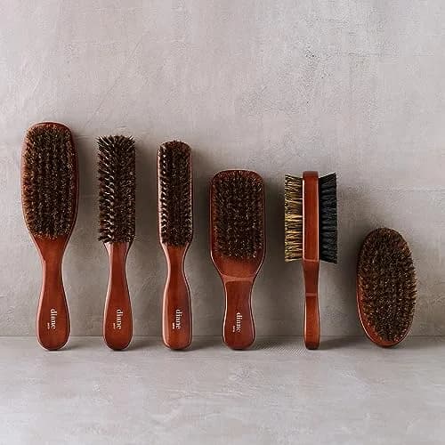 Diane Premium 100% Boar Bristle Styling Brush for Men & Barbers – Medium Bristles for Thick Coarse Hair – 5-Row, Wood Handle | Detangles, Smooths, Adds Shine thumbnail 5