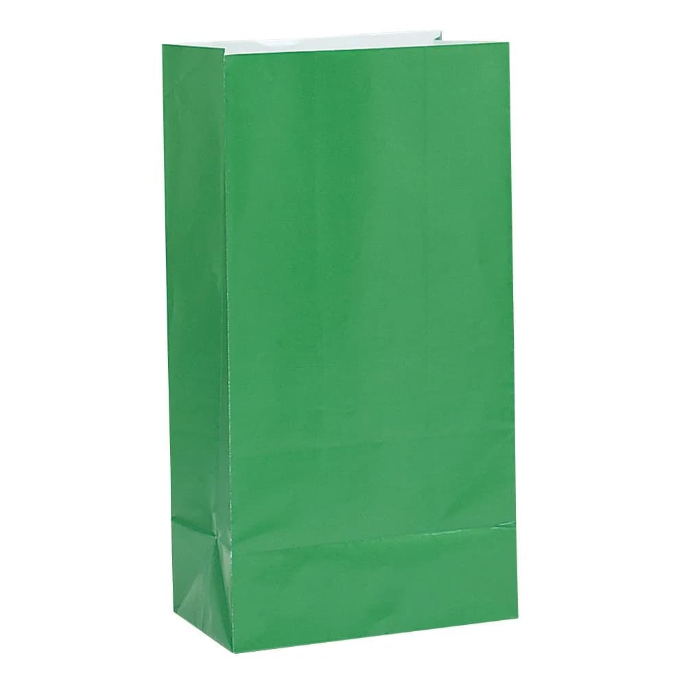 Unique Vibrant Green Paper Party Bags (12 Count, 25cm x 9cm x 25cm) | Eco-Friendly & Sturdy for All Celebrations