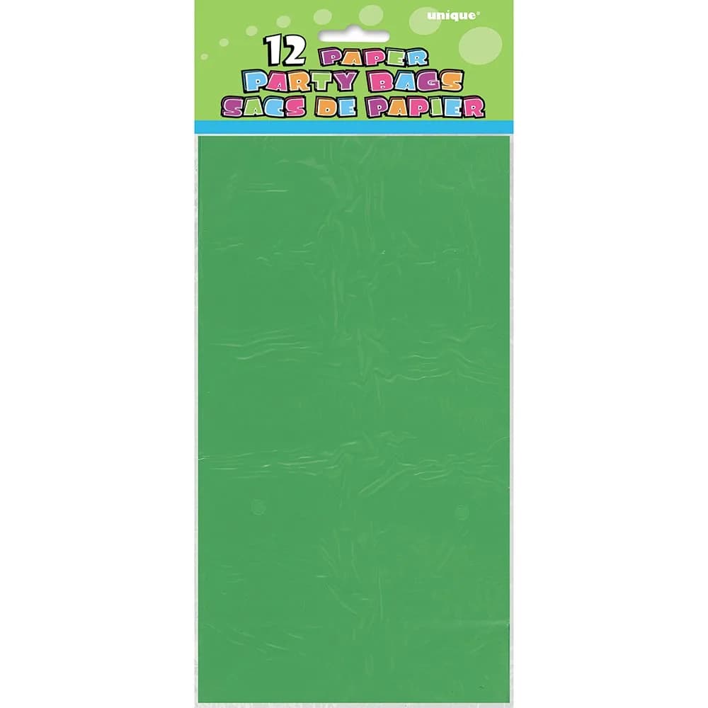 Unique Vibrant Green Paper Party Bags (12 Count, 25cm x 9cm x 25cm) | Eco-Friendly & Sturdy for All Celebrations - view 2