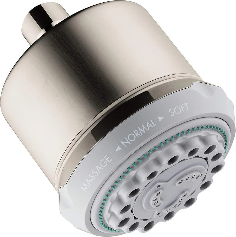 hansgrohe Clubmaster Shower Head Brushed Nickel 9.5cm (3.75") | 3 Spray Modes, 2.5 GPM Flow Rate - main product image