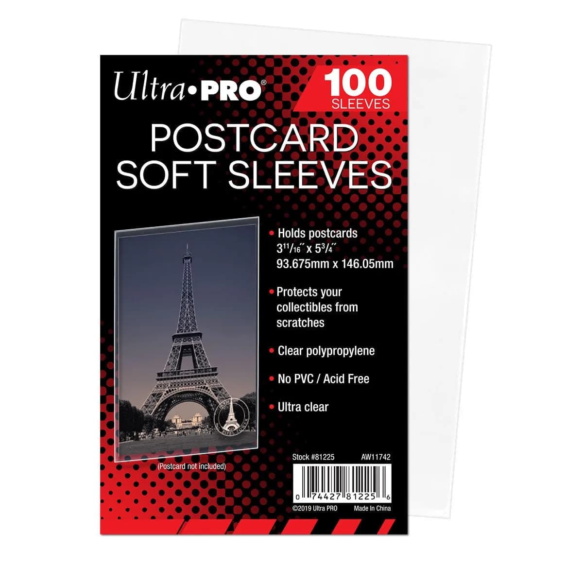 Ultra Pro Card Sleeves for Postcards 93.675mm x 146.05mm (100 Count Pack) | Archival-Grade Acid-Free Polypropylene — Multi