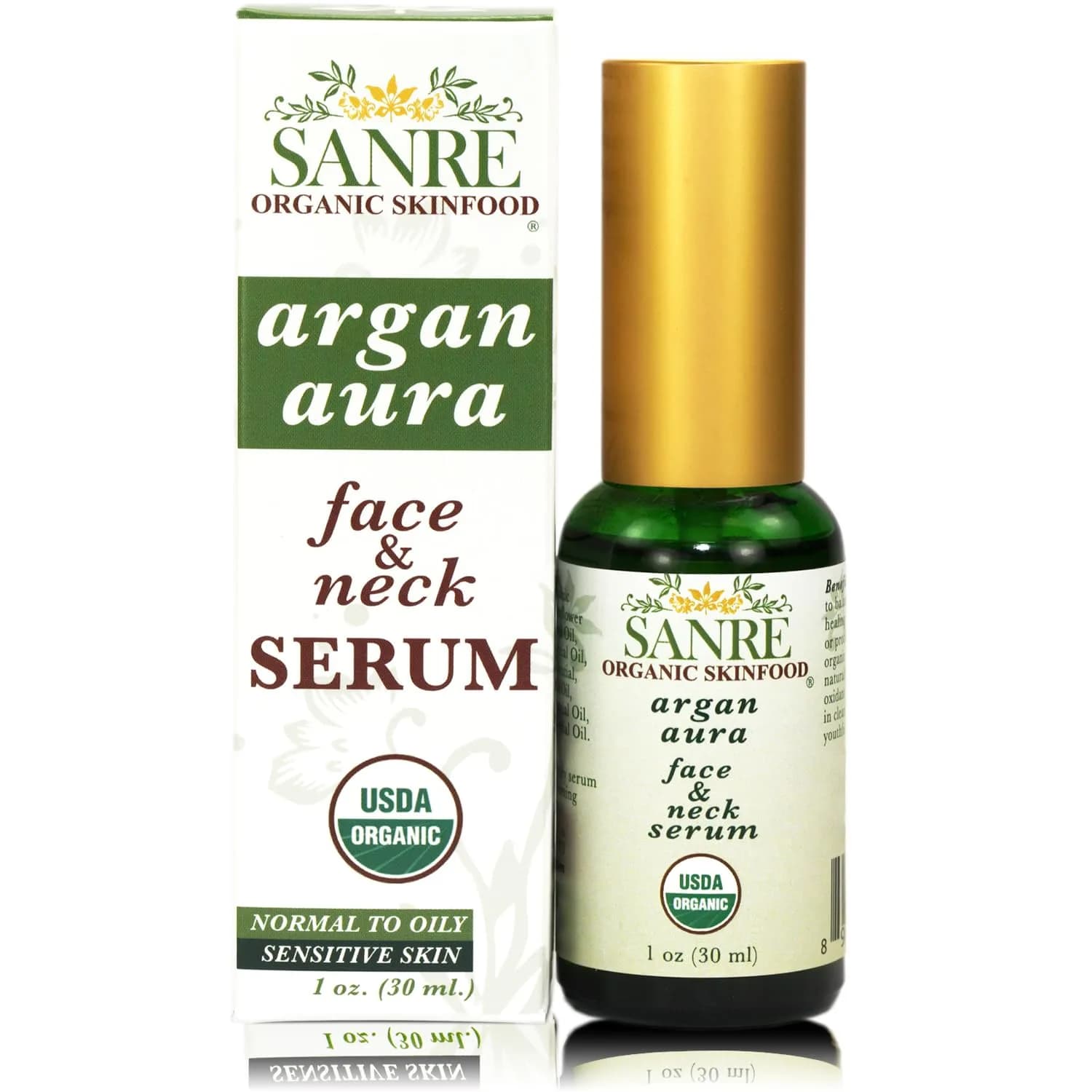 SanRe Organic Skinfood Argan Aura Serum 30ml | USDA Organic Anti-Aging & Clearing