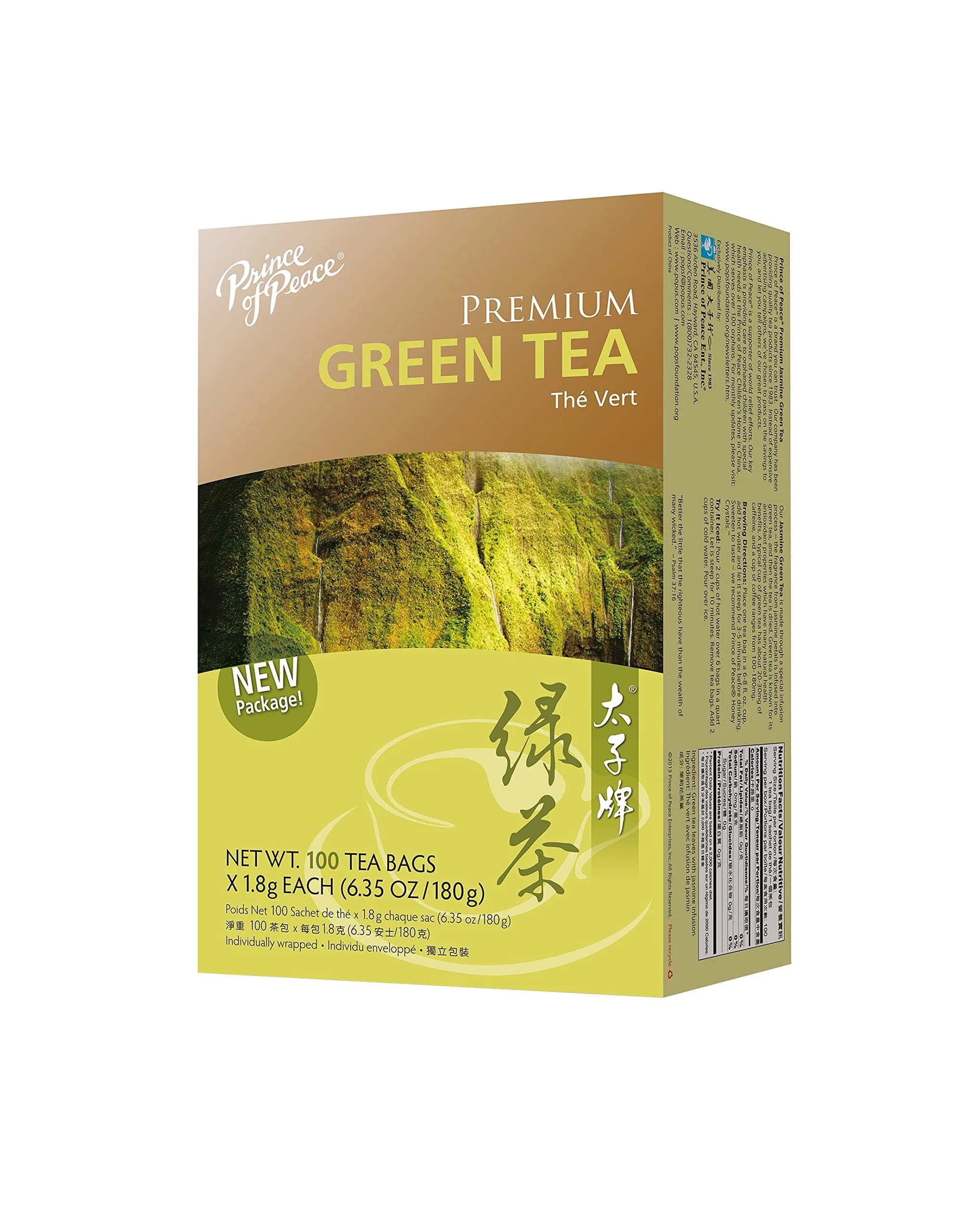 Prince Of Peace Premium Green Tea 100ct | Delicate, Antioxidant, Lightly Pan Fried