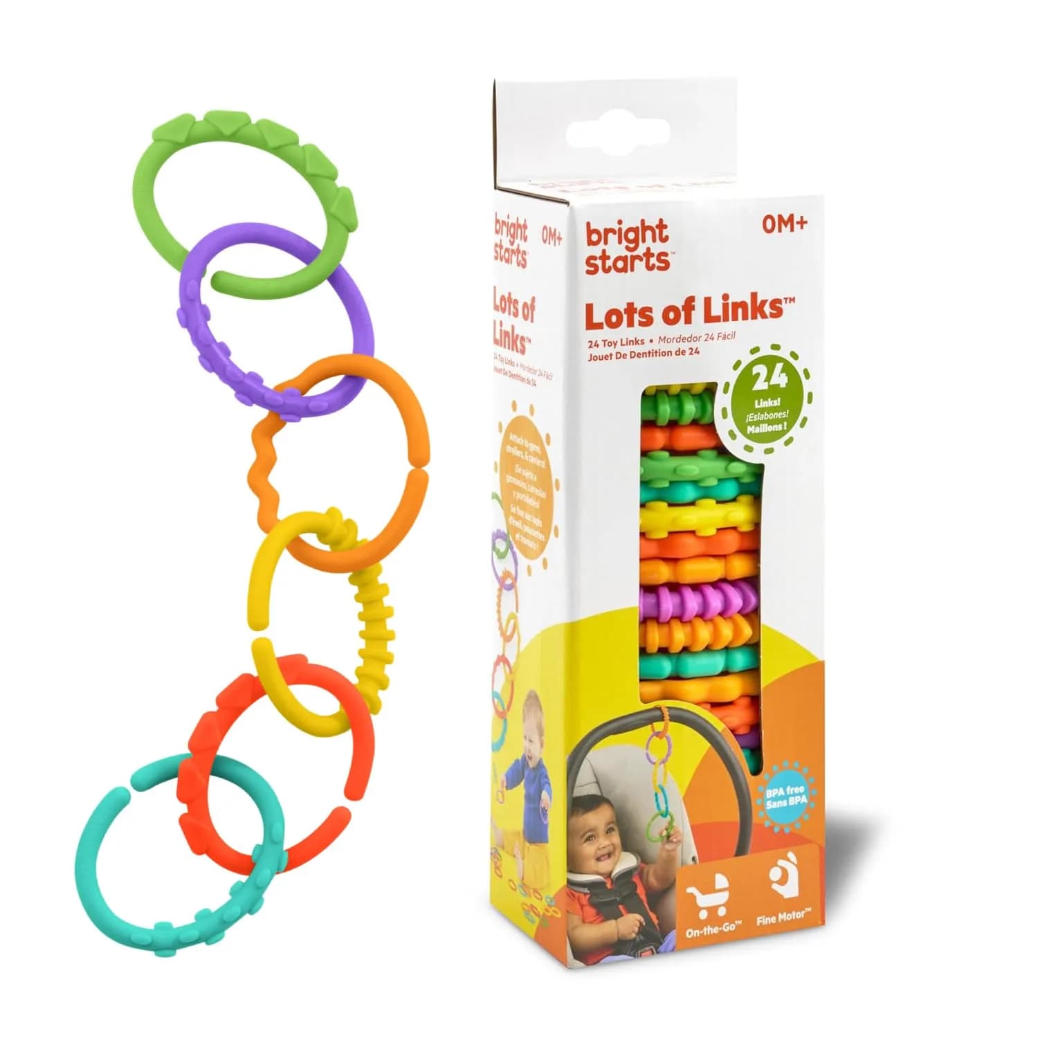 Bright Starts Lots of Links Rings Toys | 24 Count Multicolor - main product image