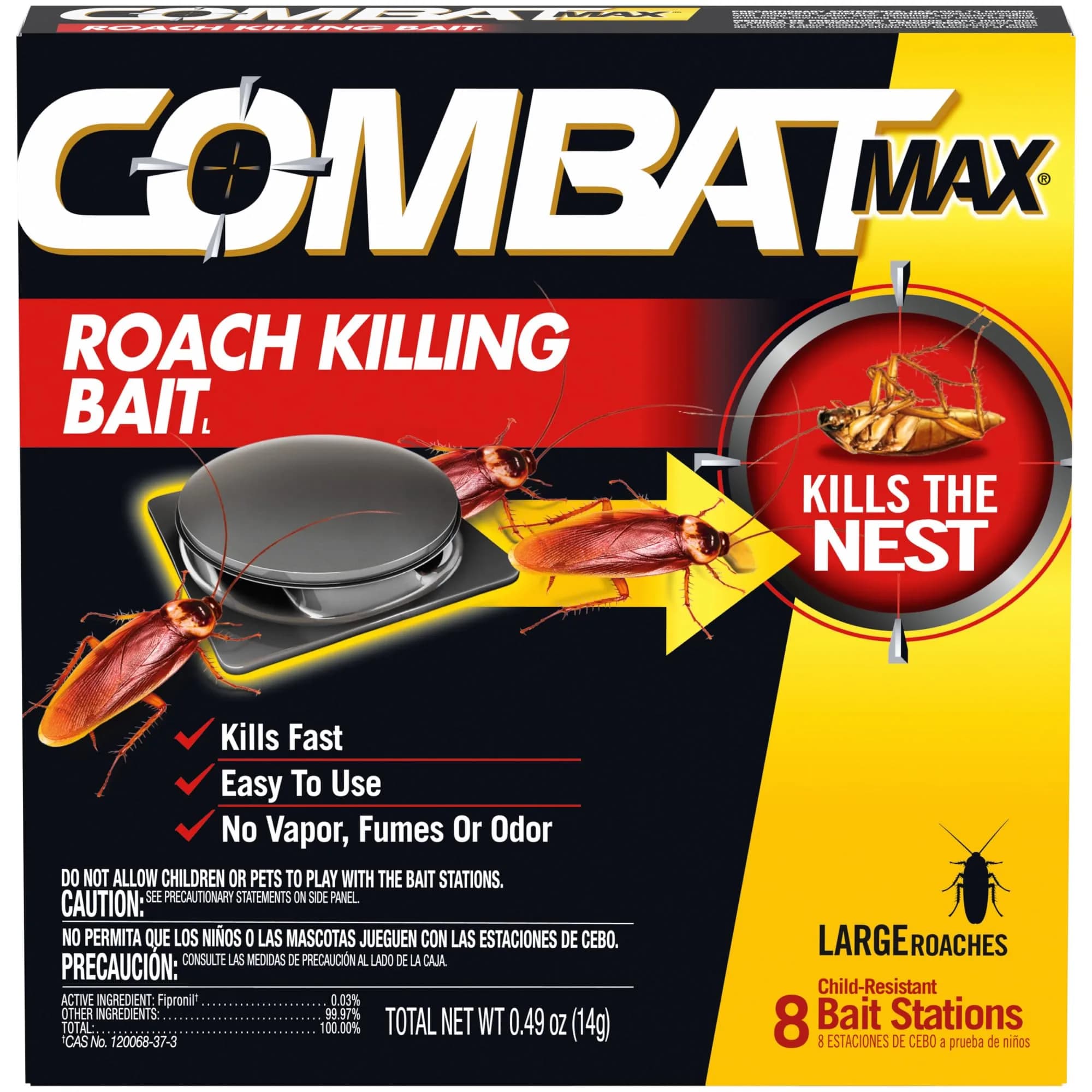 Combat Max Large Roach Killing Bait Stations 8 Count | Kills Roaches Continuously for 3 Months