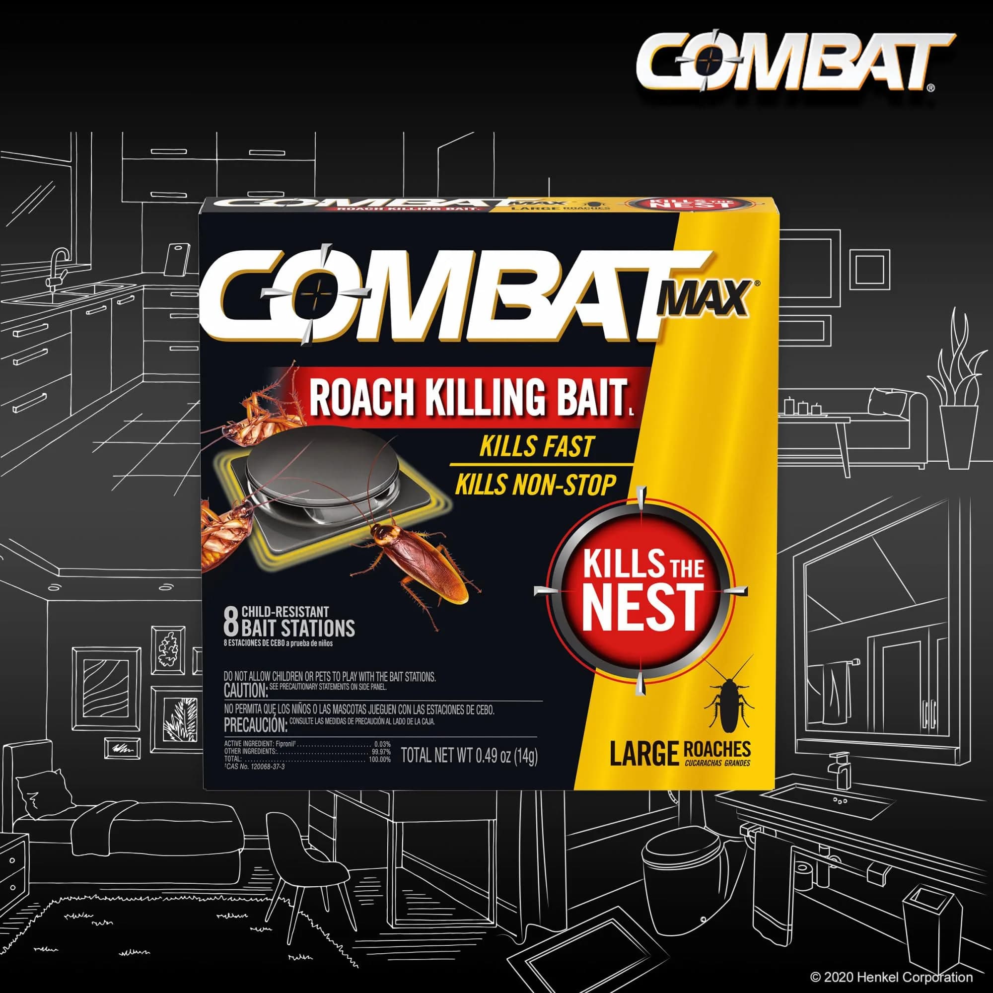 Combat Max Large Roach Killing Bait Stations 8 Count | Kills Roaches Continuously for 3 Months - view 3