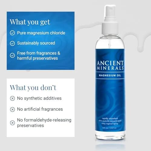 Ancient Minerals Magnesium Oil Spray, Zechstein Chloride, 8oz | Pure Transdermal Magnesium for Skin & Muscle Support thumbnail 5