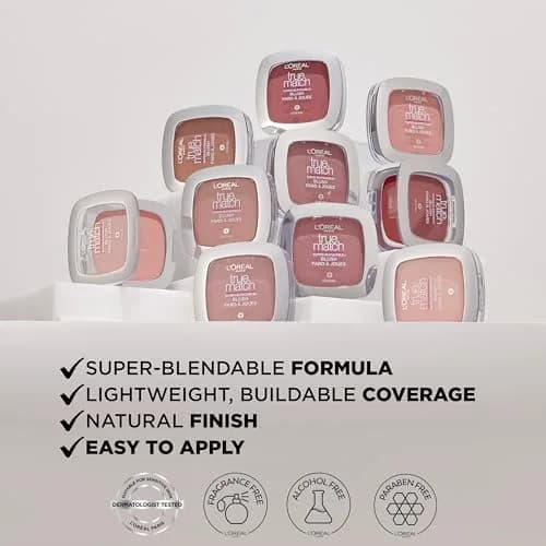 L'Oreal Paris True Match Super-Blendable Powder Blush Apricot Kiss 5.95g (0.21 Oz) | Natural Shimmer for Cheekbones thumbnail 7