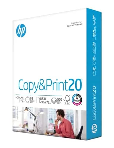 HP Copy&Print20 Printer Paper | 8.5 x 11 Inch | 20 lb | 500 Sheets | 92 Bright White | FSC Certified thumbnail 1